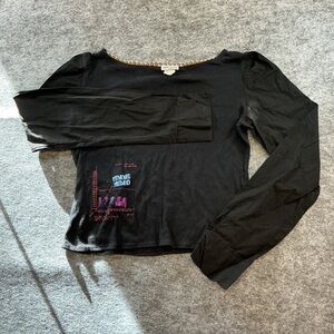 Femme Arsenal Italian Y2K Vintage Black Long-Sleeve Graphic Top Size L